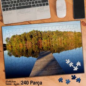 Asil Hobi Ağaçlar-İskele-Deniz-Manzara-Doğa Yapboz-Ayak Destekli Çerçeveli 240 Parça Puzzle