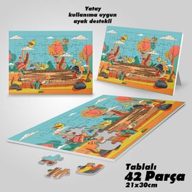 Asil Hobi Ağaçlar-Kuşlar-Doğa-Hayvan-Çocuklar İçin Eğitici Yapboz-Ayak Destekli 42 Parça Puzzle