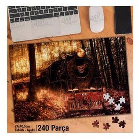 Asil Hobi Ağaçlar-Orman Yolu Üzerinde Kara Tren Yapboz-Ayak Destekli Çerçeveli 240 Parça Puzzle
