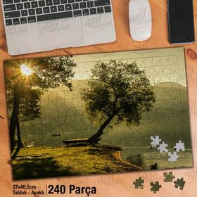 Asil Hobi Ağaçlar-Peyzaj-Yaz-Gündoğumu-Doğa Yapboz-Ayak Destekli Çerçeveli 240 Parça Puzzle