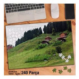 Asil Hobi Ağaçlar-Yeşil Alan-Ahşap Evler-Doğa Yapboz-Ayak Destekli Çerçeveli 240 Parça Puzzle