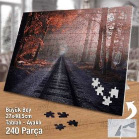 Asil Hobi Ağaçların Arasında Uzayan Tren Yolu Yapboz-Ayak Destekli Çerçeveli 240 Parça Puzzle