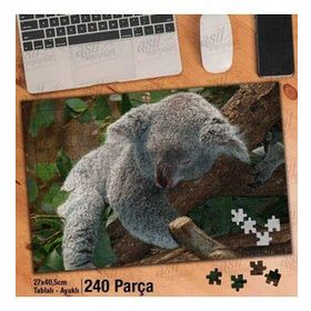 Asil Hobi Ağaçta Uyuyan Koala-Yapraklar-Hayvan Yapboz-Ayak Destekli Çerçeveli 240 Parça Puzzle