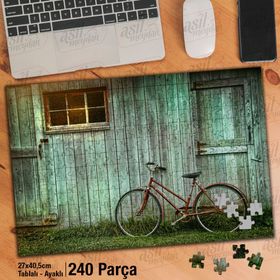 Asil Hobi Ahşap Ev-Bisiklet-Dekor-Nostalji Yapboz-Ayak Destekli Çerçeveli 240 Parça Puzzle