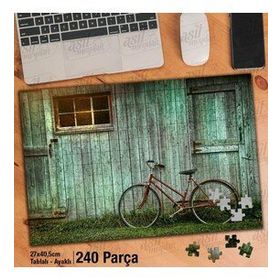 Asil Hobi Ahşap Ev-Bisiklet-Dekor-Nostalji Yapboz-Ayak Destekli Çerçeveli 240 Parça Puzzle