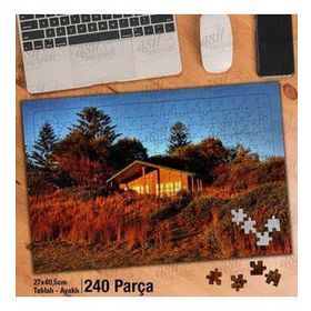 Asil Hobi Ahşap Ev-Gün Işığı-Ağaçlar-Manzara Yapboz-Ayak Destekli Çerçeveli 240 Parça Puzzle