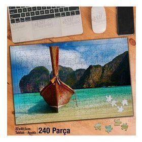 Asil Hobi Ahşap Sandal-Kayalıklar-Deniz-Doğa Yapboz-Ayak Destekli Çerçeveli 240 Parça Puzzle