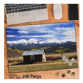 Asil Hobi Ahşap Şirin Ev-Karlı Dağlar-Manzar Yapboz-Ayak Destekli Çerçeveli 240 Parça Puzzle