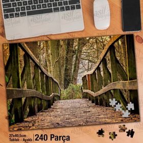 Asil Hobi Ahşap Yaya Köprüsü-Sonbahar-Yapraklar Yapboz-Ayak Destekli Çerçeveli 240 Parça Puzzle