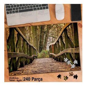Asil Hobi Ahşap Yaya Köprüsü-Sonbahar-Yapraklar Yapboz-Ayak Destekli Çerçeveli 240 Parça Puzzle