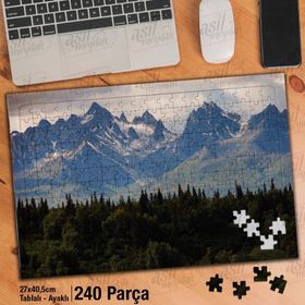 Asil Hobi Alaska'da Güzel Bir Dağ-Peyzaj-Doğa Yapboz-Ayak Destekli Çerçeveli 240 Parça Puzzle