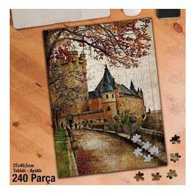 Asil Hobi Alcazar Kalesi-Ortaçağ İspanya-Tarihi Yapboz-Ayak Destekli Çerçeveli 240 Parça Puzzle