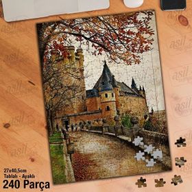 Asil Hobi Alcazar Kalesi-Ortaçağ İspanya-Tarihi Yapboz-Ayak Destekli Çerçeveli 240 Parça Puzzle