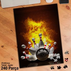 Asil Hobi Alevler-Bowling-Kuka-Top-Oyun-Yapboz-Ayak Destekli 240 Parça Puzzle