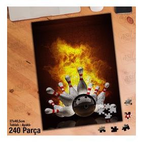 Asil Hobi Alevler-Bowling-Kuka-Top-Oyun-Yapboz-Ayak Destekli 240 Parça Puzzle