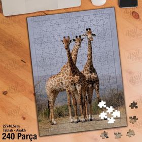 Asil Hobi Amazon-Zürafa-Vahşi Hayvan Yapboz-Ayak Destekli Çerçeveli 240 Parça Puzzle