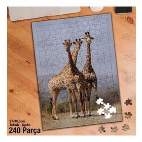 Asil Hobi Amazon-Zürafa-Vahşi Hayvan Yapboz-Ayak Destekli Çerçeveli 240 Parça Puzzle