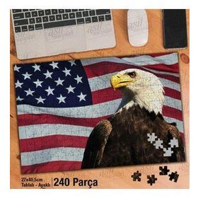 Asil Hobi Amerika Bayrağı-Kartal-Vahşi Hayvan Yapboz-Ayak Destekli Çerçeveli 240 Parça Puzzle