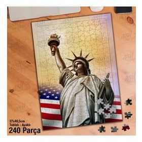 Asil Hobi Amerika-Newyork-Özgürlük Heykeli Yapboz-Ayak Destekli Çerçeveli 240 Parça Puzzle