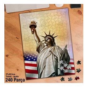 Asil Hobi Amerika-Newyork-Özgürlük Heykeli Yapboz-Ayak Destekli Çerçeveli 240 Parça Puzzle