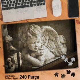 Asil Hobi Angel-Melek-Taş Biblo-Heykel-Sanat Yapboz-Ayak Destekli Çerçeveli 240 Parça Puzzle