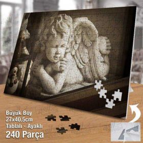 Asil Hobi Angel-Melek-Taş Biblo-Heykel-Sanat Yapboz-Ayak Destekli Çerçeveli 240 Parça Puzzle