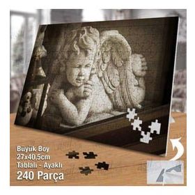 Asil Hobi Angel-Melek-Taş Biblo-Heykel-Sanat Yapboz-Ayak Destekli Çerçeveli 240 Parça Puzzle