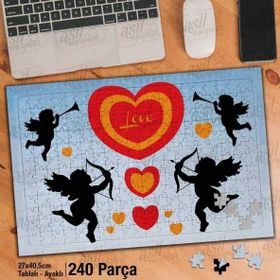 Asil Hobi Angels-Kalp-Love-Aşk-Melekler Yapboz-Ayak Destekli Çerçeveli 240 Parça Puzzle