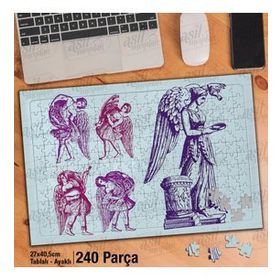 Asil Hobi Antik-Heykel-Angel-Melek Kanadı Yapboz-Ayak Destekli Çerçeveli 240 Parça Puzzle