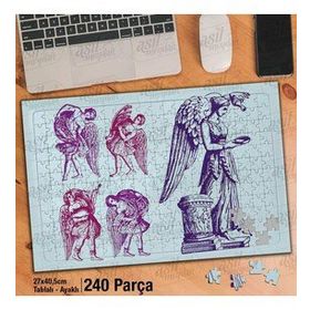 Asil Hobi Antik-Heykel-Angel-Melek Kanadı Yapboz-Ayak Destekli Çerçeveli 240 Parça Puzzle