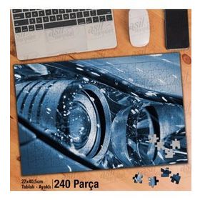 Asil Hobi Araç Farı-Yakın Çekim-Otomobil Yapboz-Ayak Destekli Çerçeveli 240 Parça Puzzle