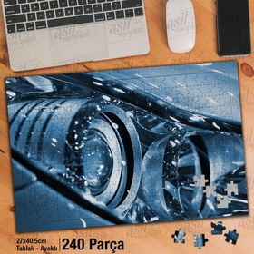 Asil Hobi Araç Farı-Yakın Çekim-Otomobil Yapboz-Ayak Destekli Çerçeveli 240 Parça Puzzle
