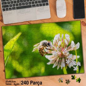 Asil Hobi Arı-Beyaz Yonca Çiçek Çalışması-Tabiat-Yapboz-Ayak Destekli 240 Parça Puzzle