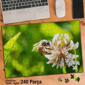 Asil Hobi Arı-Beyaz Yonca Çiçek Çalışması-Tabiat-Yapboz-Ayak Destekli 240 Parça Puzzle