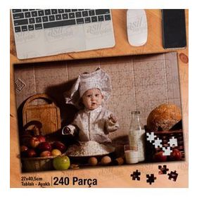 Asil Hobi Aşçı Bebek-Mutfak-Şef-Yemek Yapboz-Ayak Destekli Çerçeveli 240 Parça Puzzle