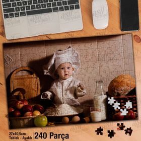 Asil Hobi Aşçı Bebek-Mutfak-Şef-Yemek Yapboz-Ayak Destekli Çerçeveli 240 Parça Puzzle