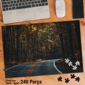 Asil Hobi Asfalt-Orman Yolu-Ağaçlar-Doğa Yapboz-Ayak Destekli Çerçeveli 240 Parça Puzzle