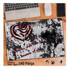Asil Hobi Aşk-Kalp-Siyah Beyaz-Ağaç Yapboz-Ayak Destekli Çerçeveli 240 Parça Puzzle