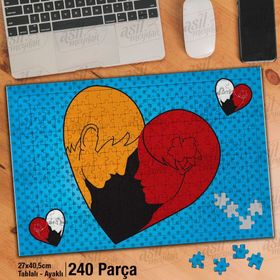 Asil Hobi Aşk-Sevgi-Tutuku-Kalp-Sevgili Yapboz-Ayak Destekli Çerçeveli 240 Parça Puzzle
