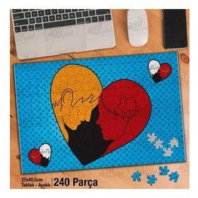 Asil Hobi Aşk-Sevgi-Tutuku-Kalp-Sevgili Yapboz-Ayak Destekli Çerçeveli 240 Parça Puzzle