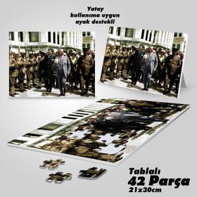 Asil Hobi Askerler Ve Mustafa Kemal Atatürk-Yapboz-Ayak Destekli Çerçeveli 42 Parça Puzzle
