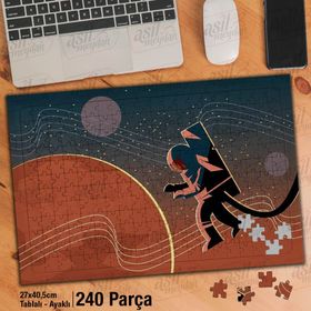 Asil Hobi Astronot-Uzay-Gezegen Yapboz-Ayak Destekli Çerçeveli 240 Parça Puzzle