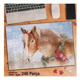 Asil Hobi At-Hayvan-Yağlı Boya Efekti Yapboz-Ayak Destekli Çerçeveli 240 Parça Puzzle