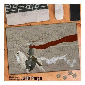 Asil Hobi At Üstünde Savaşçı Yapboz-Ayak Destekli Çerçeveli 240 Parça Puzzle