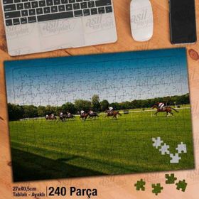 Asil Hobi At Yarışı-Binicilik-Hayvan-At-Doğa Yapboz-Ayak Destekli Çerçeveli 240 Parça Puzzle