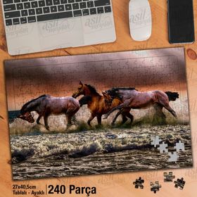 Asil Hobi Atlar-Süvari-Deniz-Dalga-Doğa Yapboz-Ayak Destekli Çerçeveli 240 Parça Puzzle