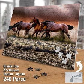 Asil Hobi Atlar-Süvari-Deniz-Dalga-Doğa Yapboz-Ayak Destekli Çerçeveli 240 Parça Puzzle