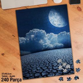Asil Hobi Ay-Bulut-Kurumuş Topraklar Yapboz-Ayak Destekli Çerçeveli 240 Parça Puzzle