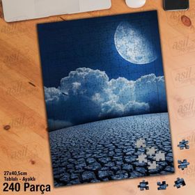 Asil Hobi Ay-Bulut-Kurumuş Topraklar Yapboz-Ayak Destekli Çerçeveli 240 Parça Puzzle