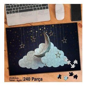 Asil Hobi Ay-Bulut-Yıldızlar-Gece Yapboz-Ayak Destekli Çerçeveli 240 Parça Puzzle